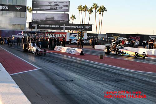 Madison Payne (near lane) vs Mike Austin (far lane)